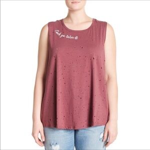 Hiatus Nordstrom Distressed Crew Tank Top Tee 2X